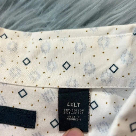 Perry Ellis Geometric Print Cotton Stretch Short Sleeve Button Down Shirt 4XLT - Picture 10 of 11